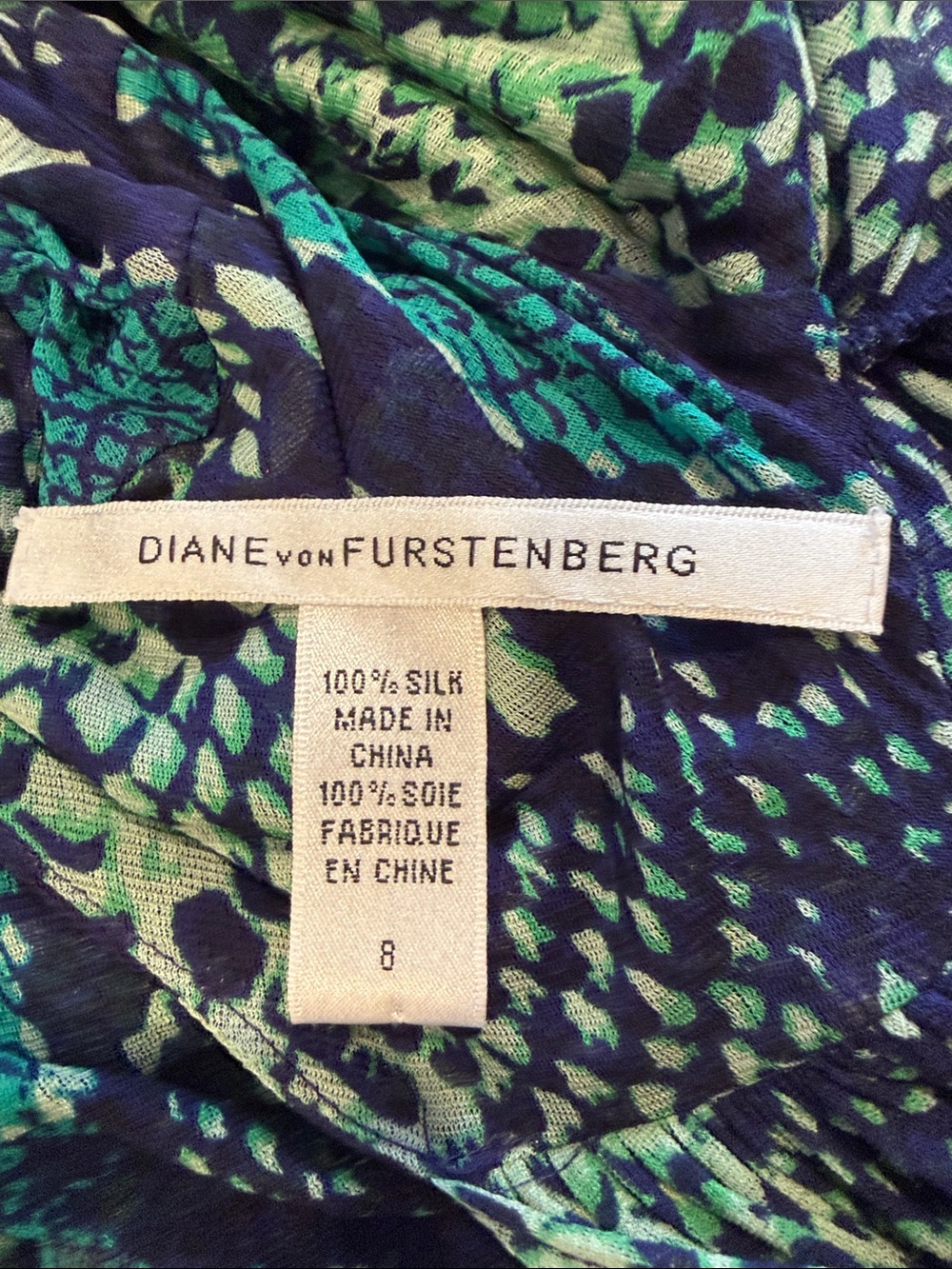 Diane Von Furstenberg Green and Teal Printed Dress - Picture 3 of 3